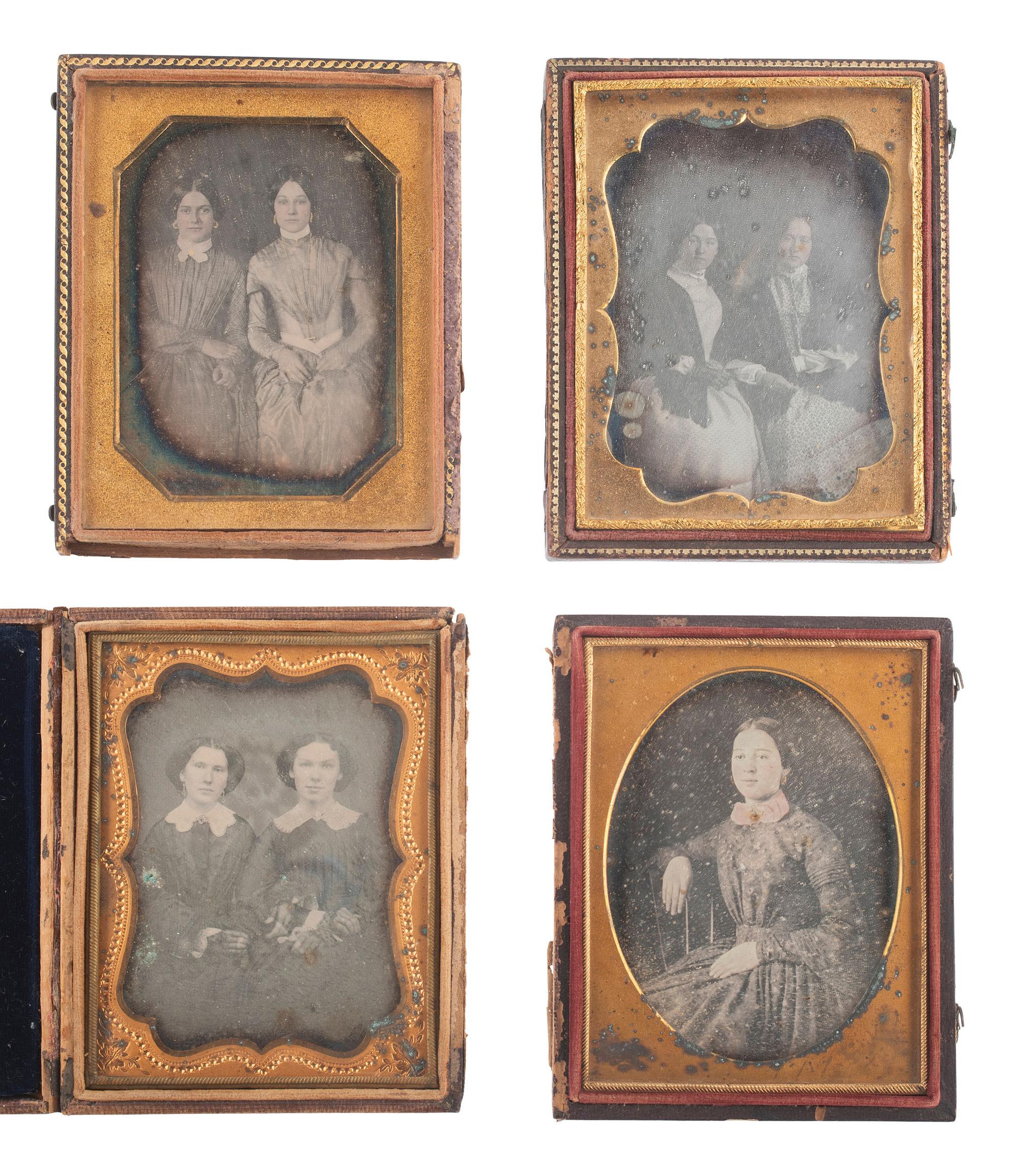 [EARLY PHOTOGRAPHY]. 14 half plate and quarter plate daguerreotypes featuring women and children.