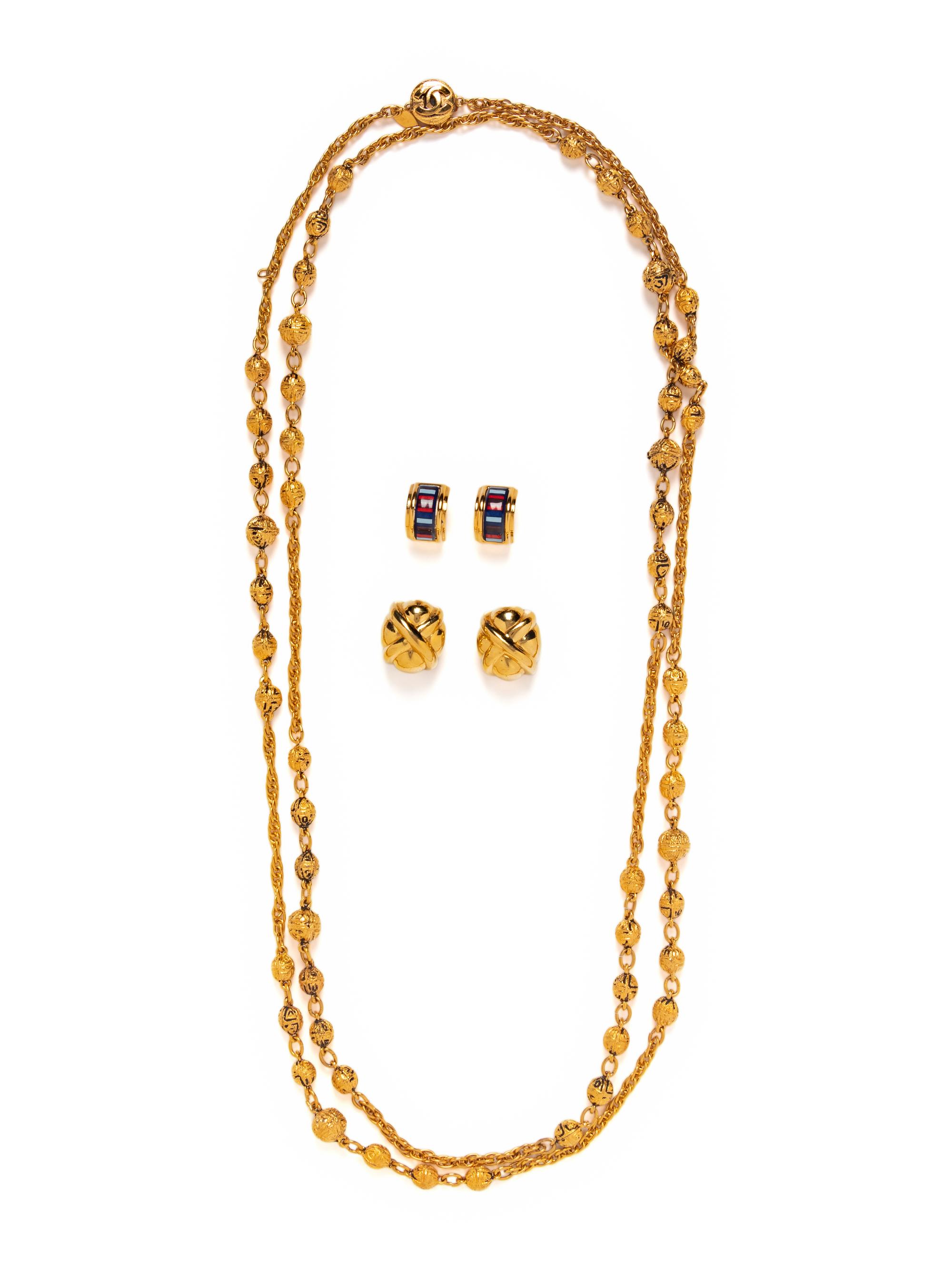 Hermès Earrings and Chanel Sautoir, 1980s