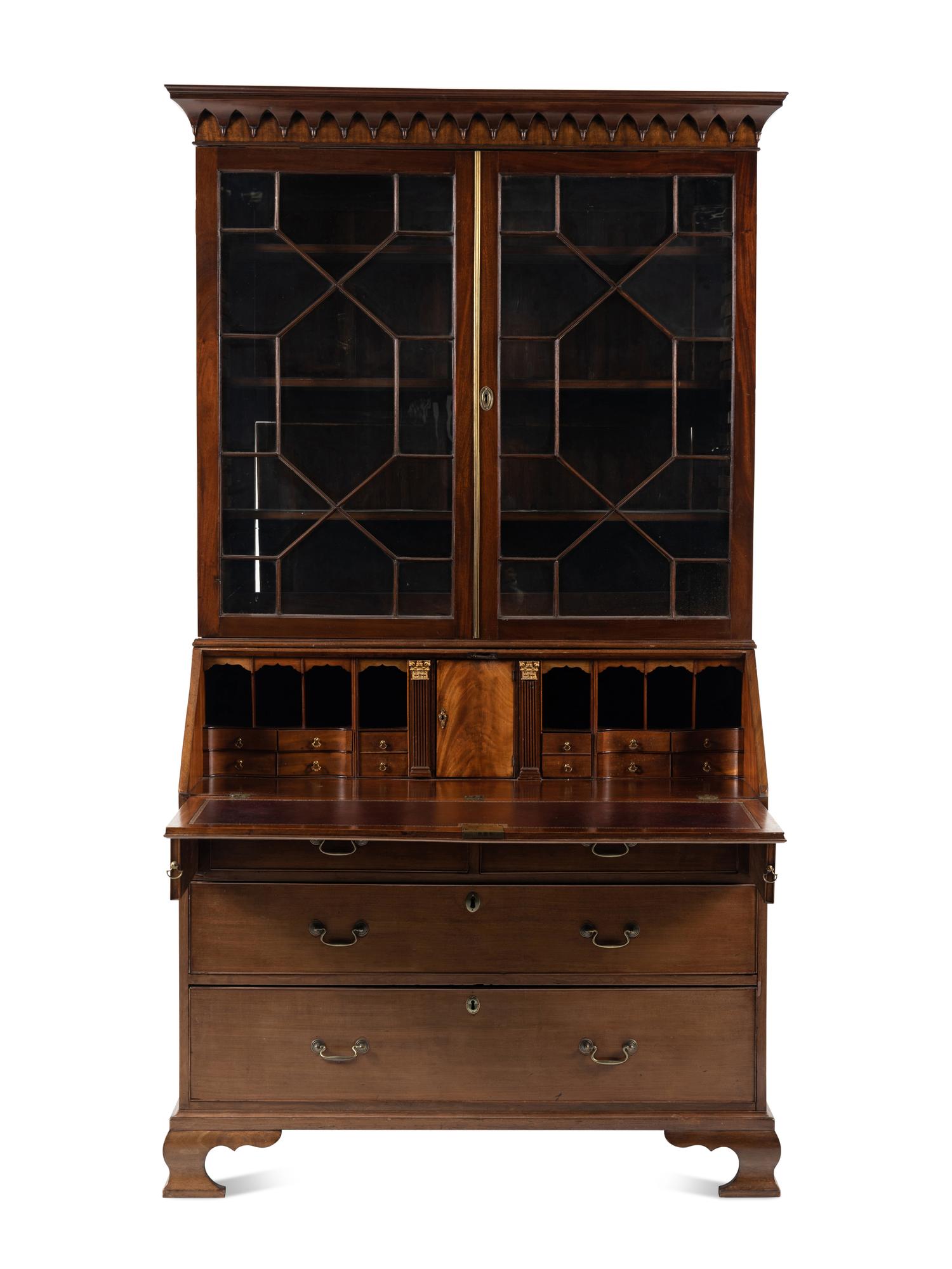A George III Mahogany Bureau Bookcase