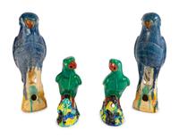 Two Pairs of Chinese Sancai Glazed Pottery Figures of Parrots — POSSIBLY 18TH CENTURY