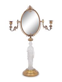 A Victorian Gilt Bronze and Frosted Glass Dressing Mirror