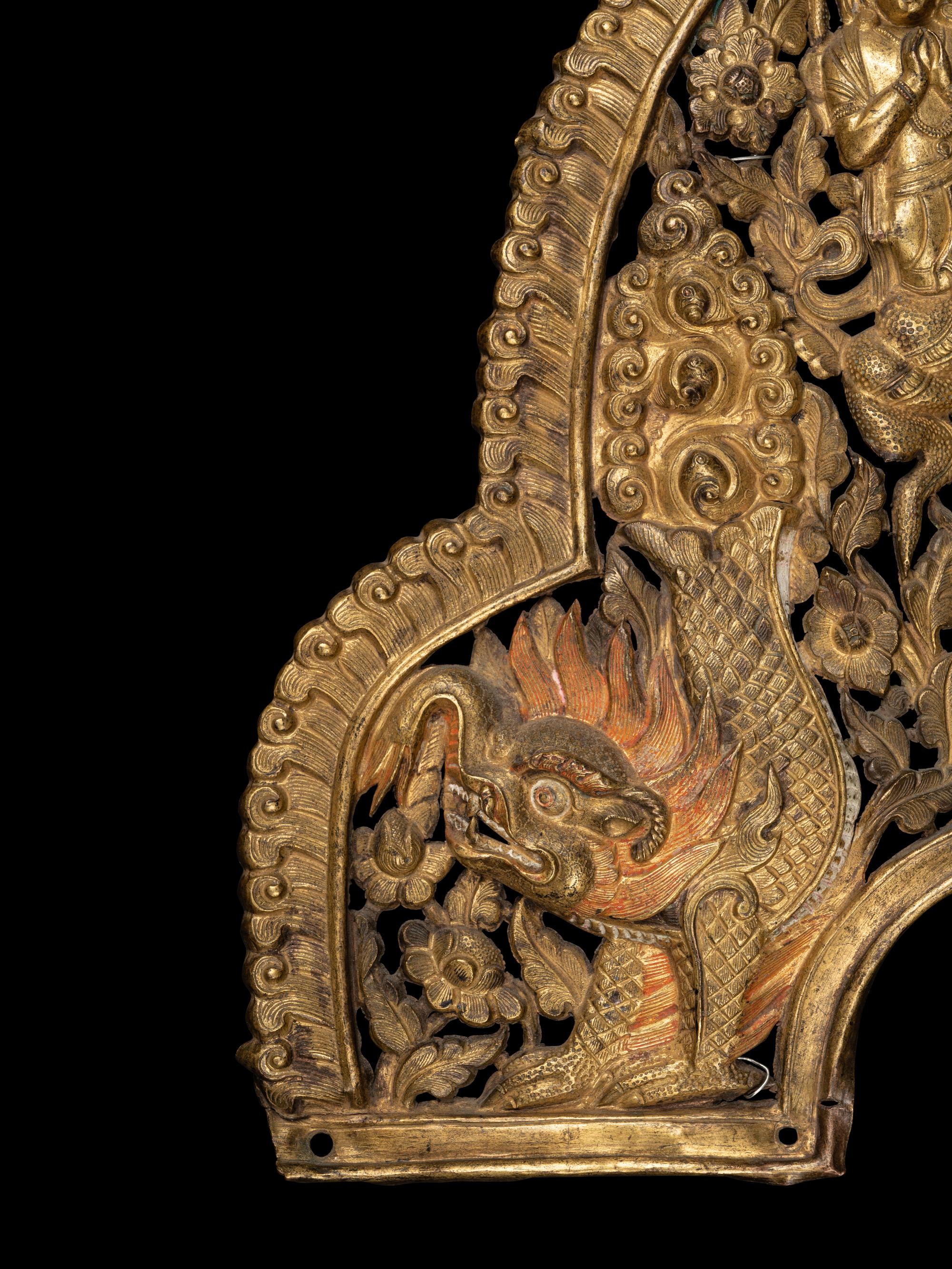 A Large Gilt Bronze Repoussé Mandala