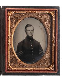 [CIVIL WAR]. A group of 7 photographs, highlighted by ninth plate ruby ambrotype of Gorham P. Dunn, 12th New Hampshire Infantry, KIA Cold Harbor.