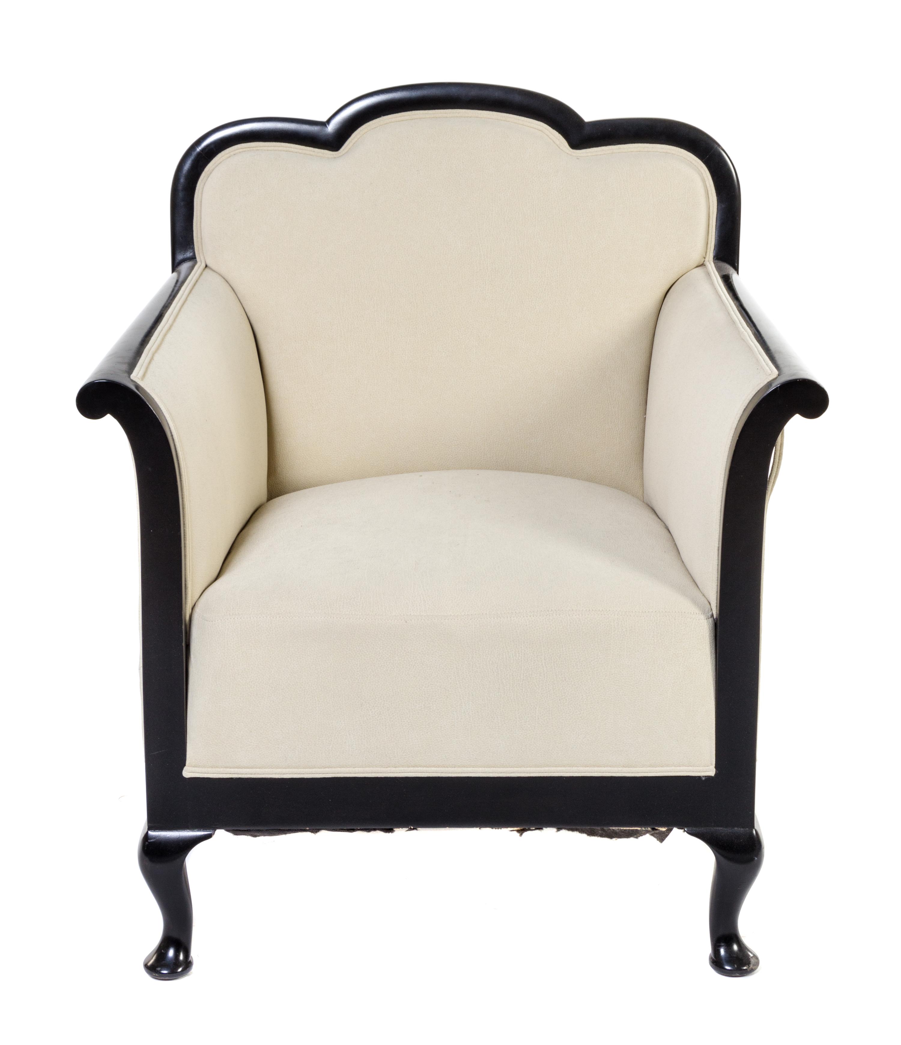 An Art Deco Style Ebonized Bergere Height 33 1/2 inches.
