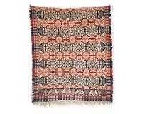 A Jaquard Woven Two-Color Wool and Cotton, "Jacob/ Shalk/ E.W./ 1834", probably Lebanon County, PA