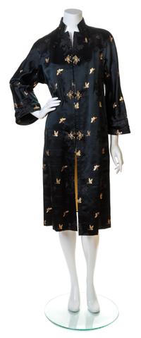 A Black Silk Embroidered Coat, No size.