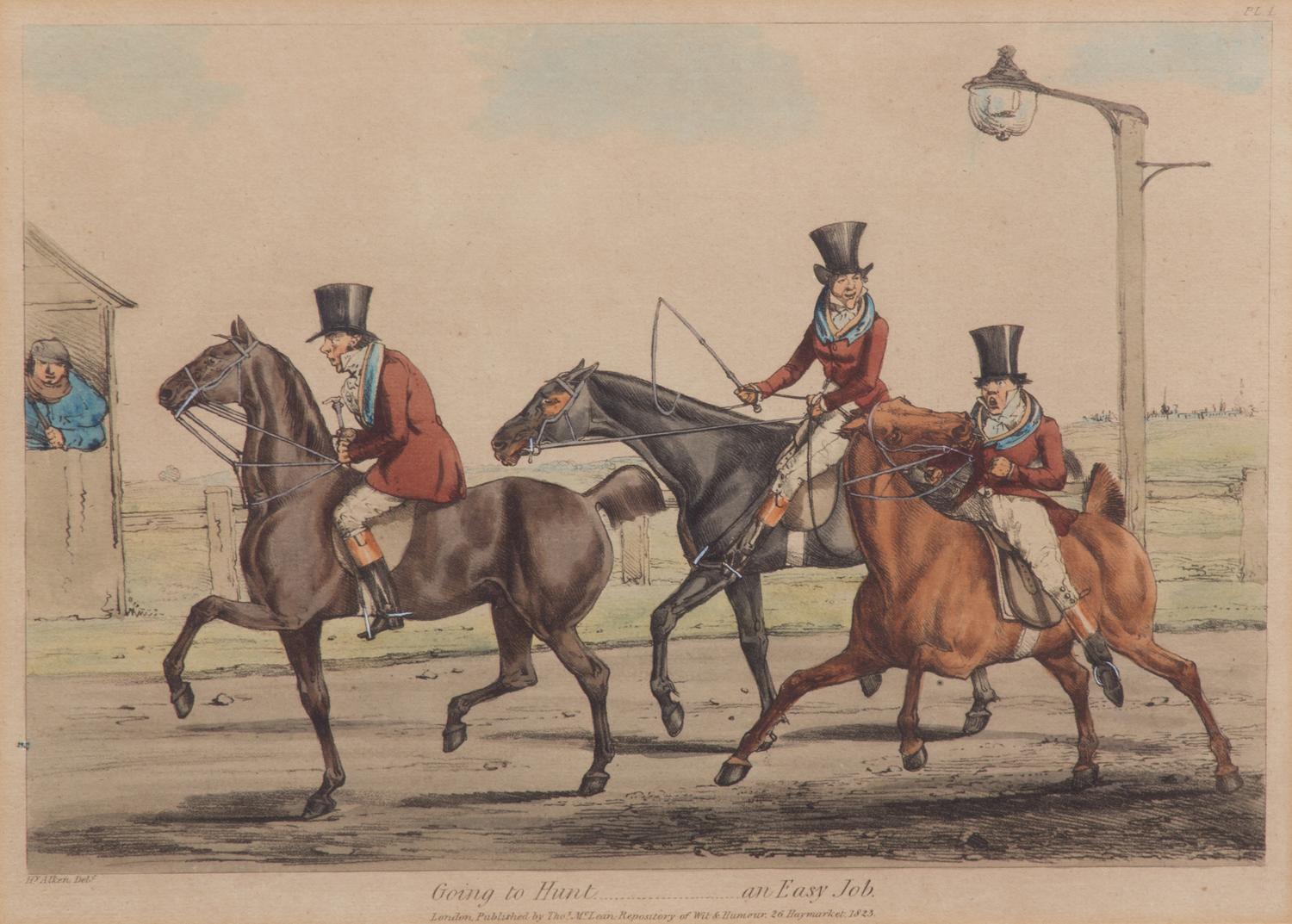 Henry ALKEN, after Plate 8 3/4 x 12 1/2 inches. — Going Home - Going to the Hunt - Throwing Off - In Full Cry