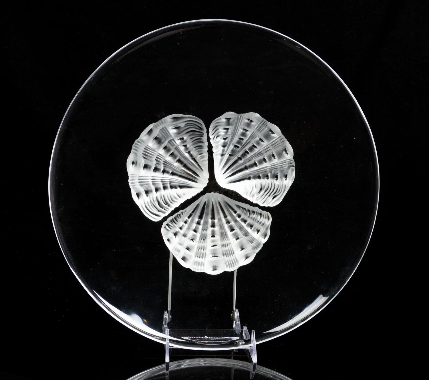 A Lalique Molded and Frosted Low Bowl Diameter 14 inches.