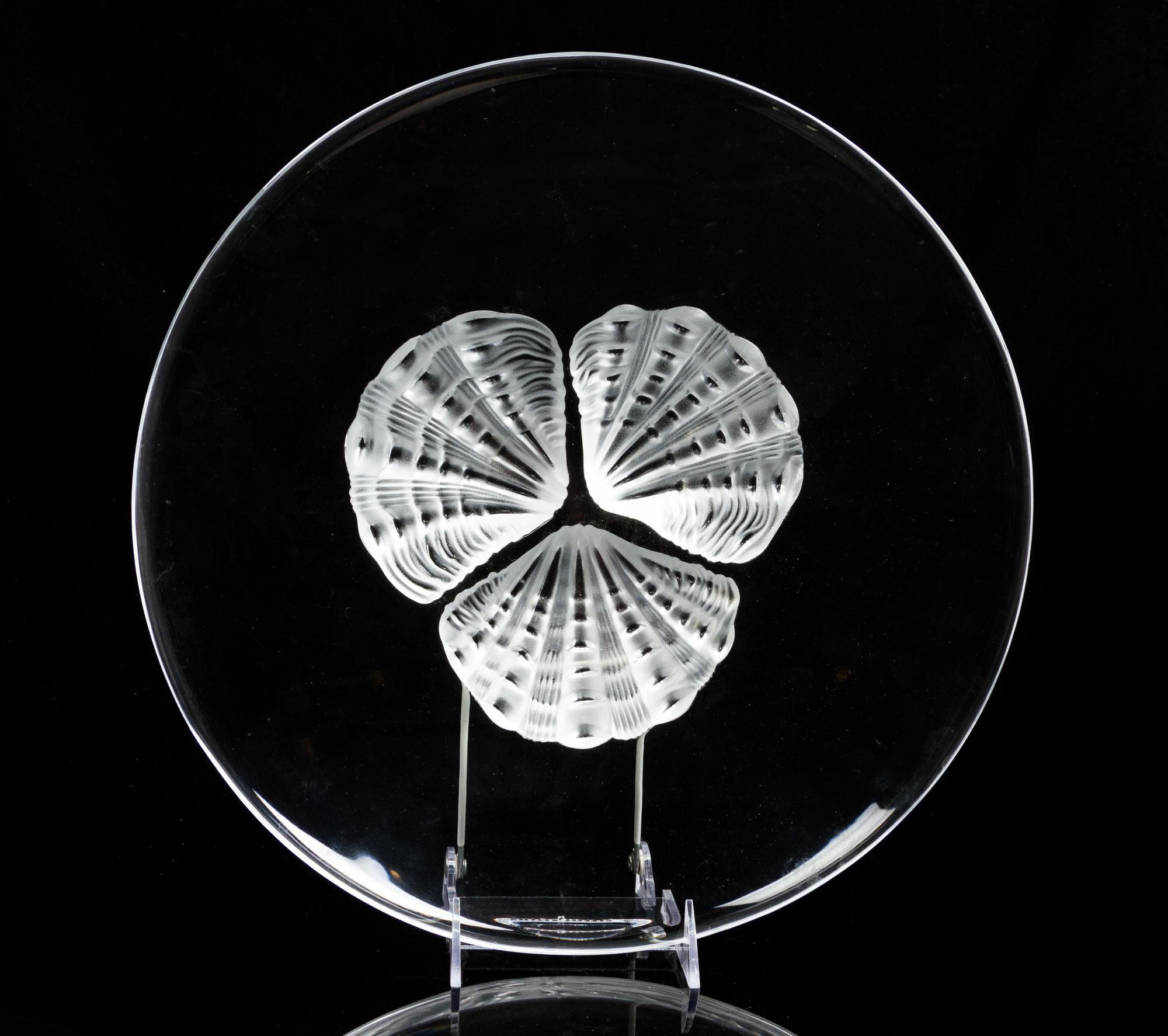 A Lalique Molded and Frosted Low Bowl Diameter 14 inches.