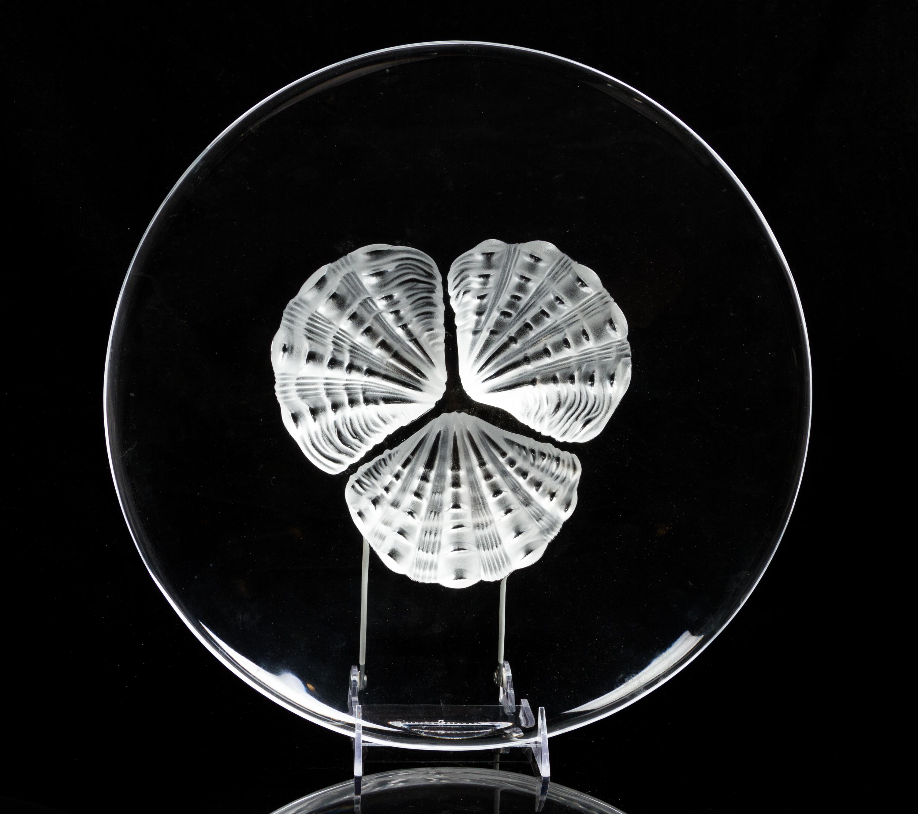 A Lalique Molded and Frosted Low Bowl Diameter 14 inches.