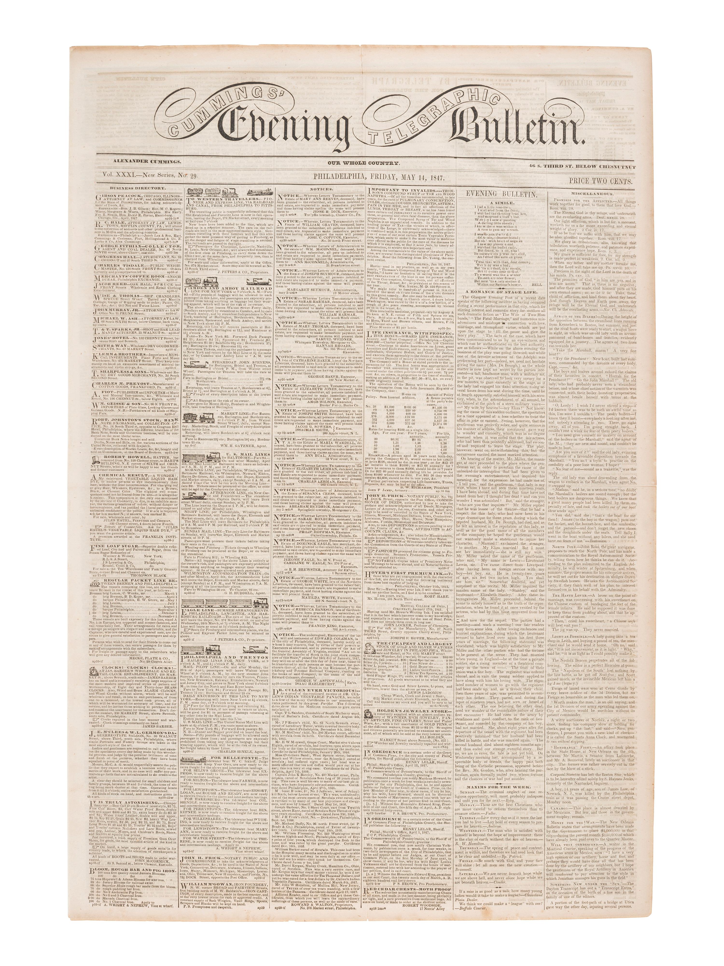 [AFRICAN AMERICANA]. Print ephemera related to enslavement and racism, comprising: