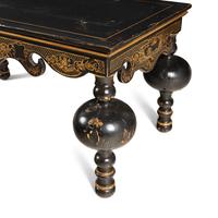 An Ebonized, Gilt and Polychrome Decorated Chinoiserie Table