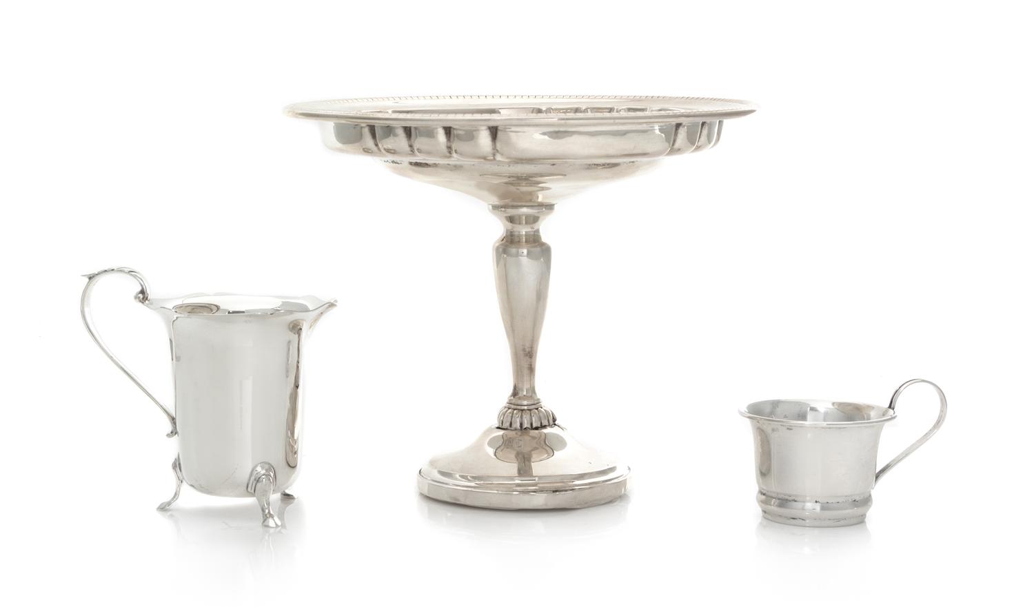 A Collection of American Silver Articles, various makers, 20th Century, comprising a compote with detached base, a creamer and sugar.