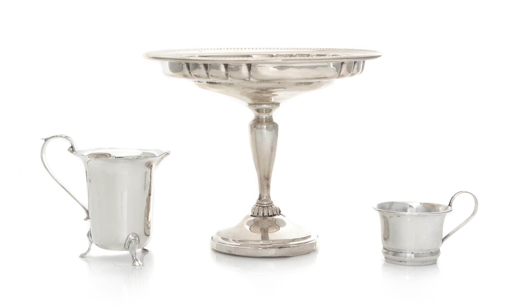 A Collection of American Silver Articles, various makers, 20th Century, comprising a compote with detached base, a creamer and sugar.