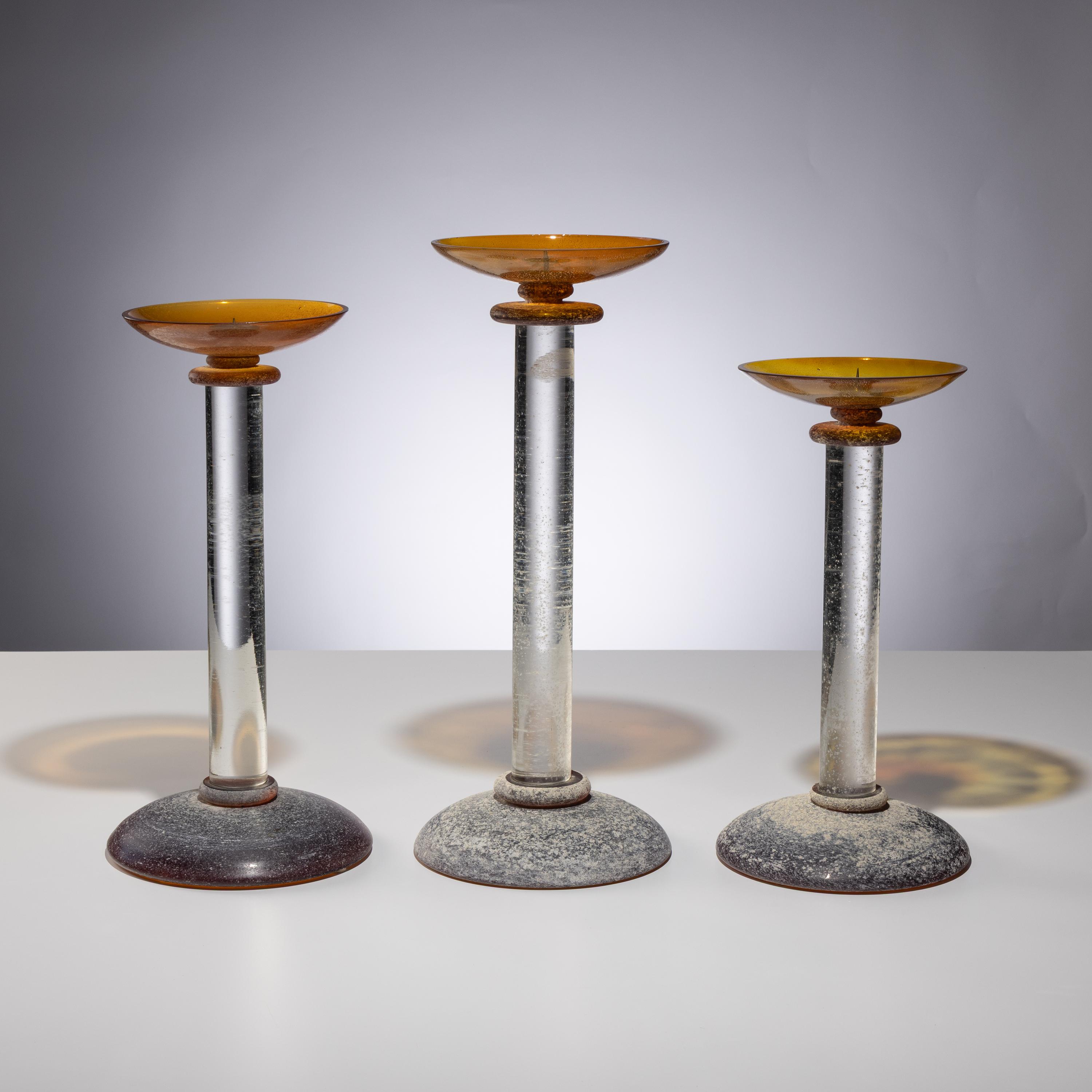 Karl Springer (German-American, 1931–1991) — Set of Three Candlesticks