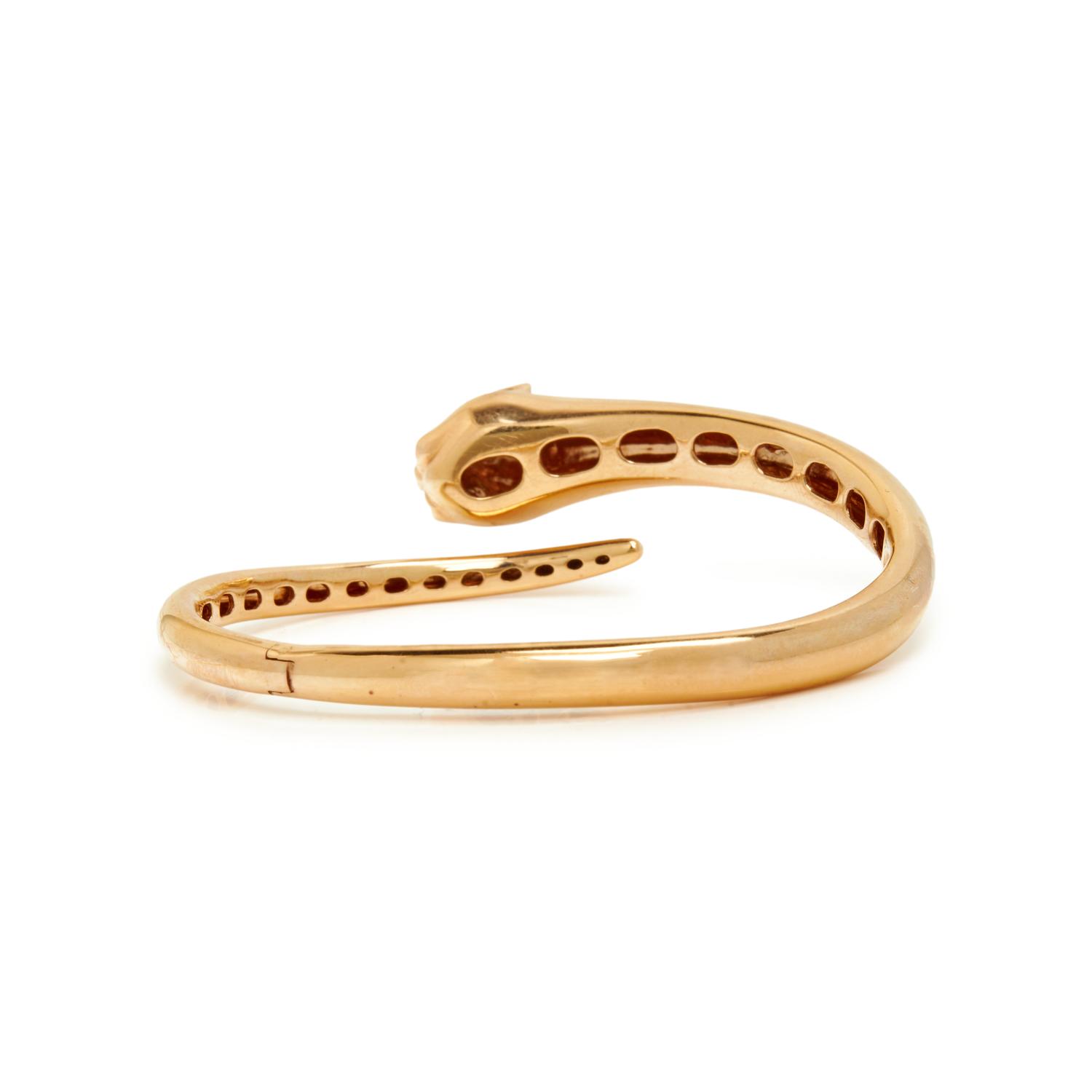ANITA KO, ROSE GOLD AND TSAVORITE GARNET PANTHER BANGLE BRACELET