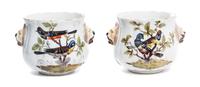A Pair of German Porcelain Cache Pots Height 4 3/4 inches. — HELENA WOLFSOHN, LATE 19TH CENTURY