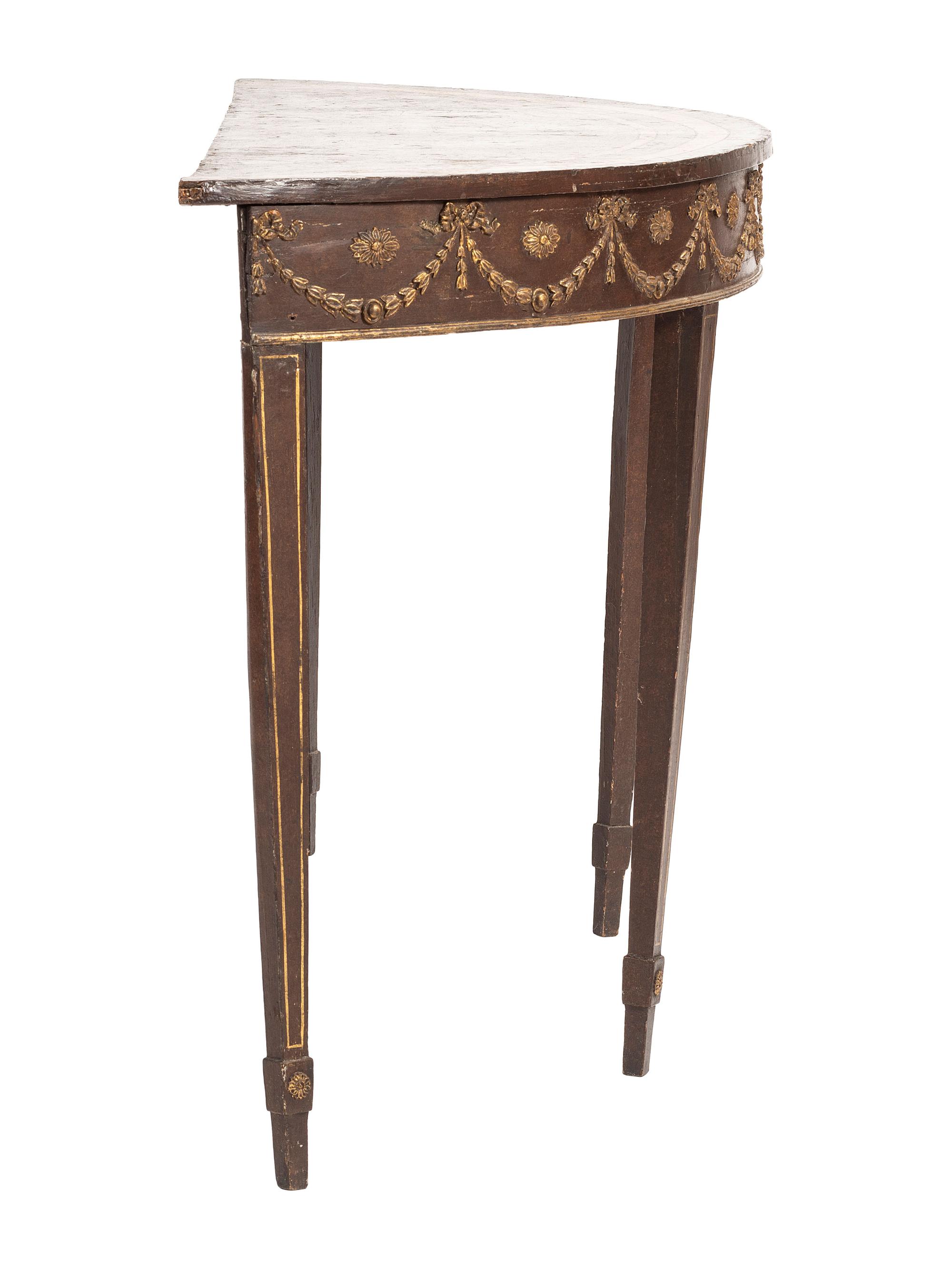 An Adam Style Demilune Mahogany Console Table