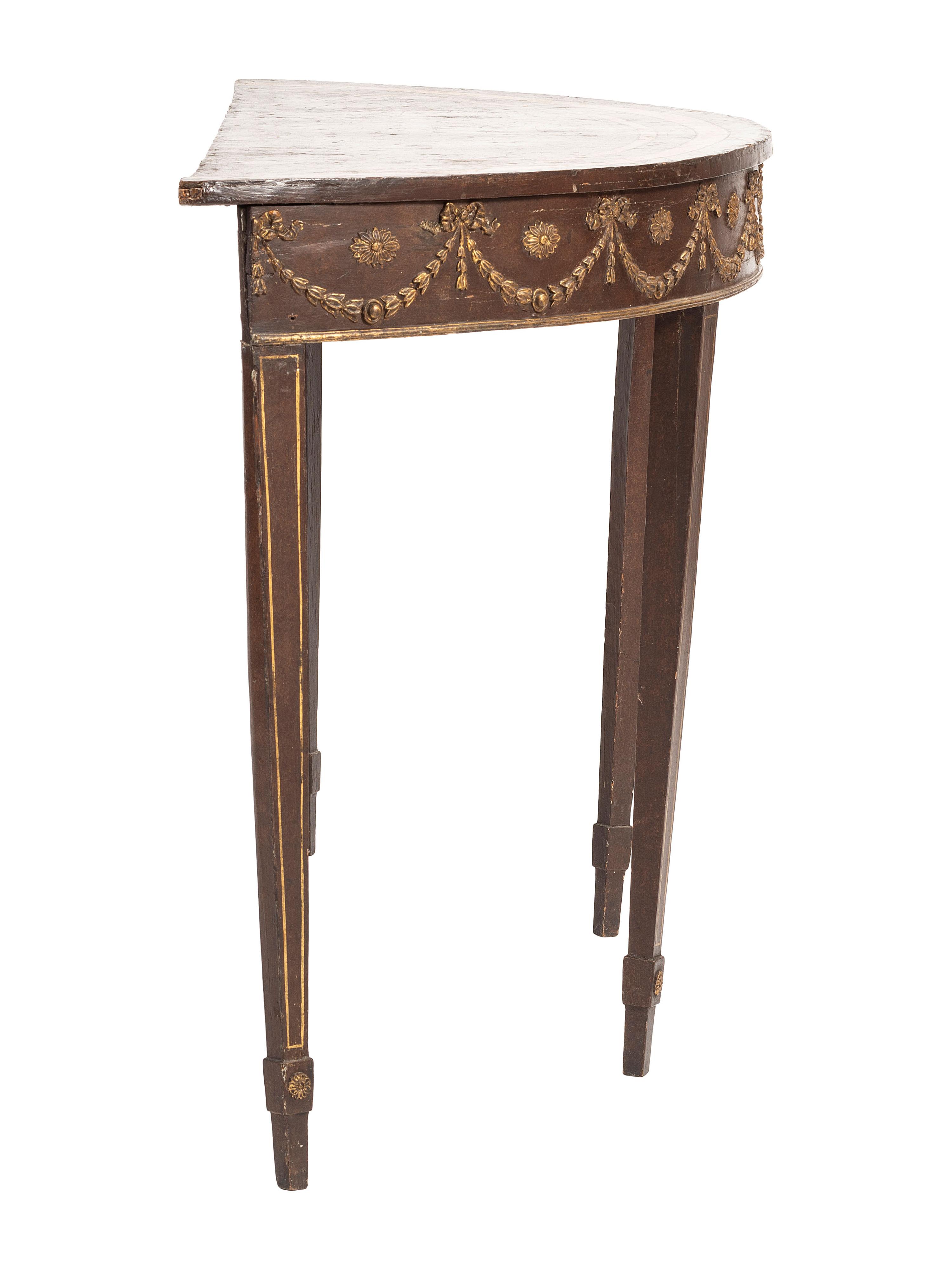 An Adam Style Demilune Mahogany Console Table