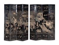 A Chinese Lacquer Eight-Panel Screen