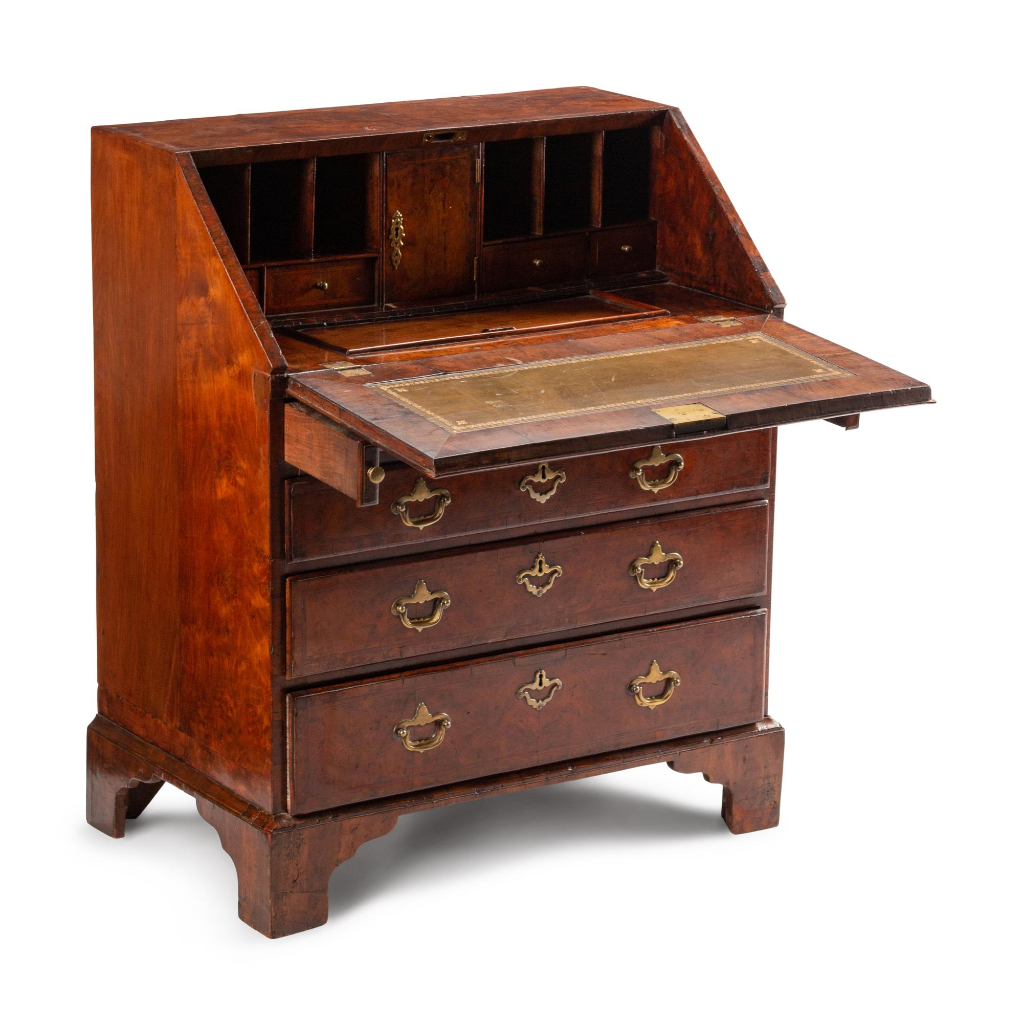 A George II Walnut Slant-Front Desk