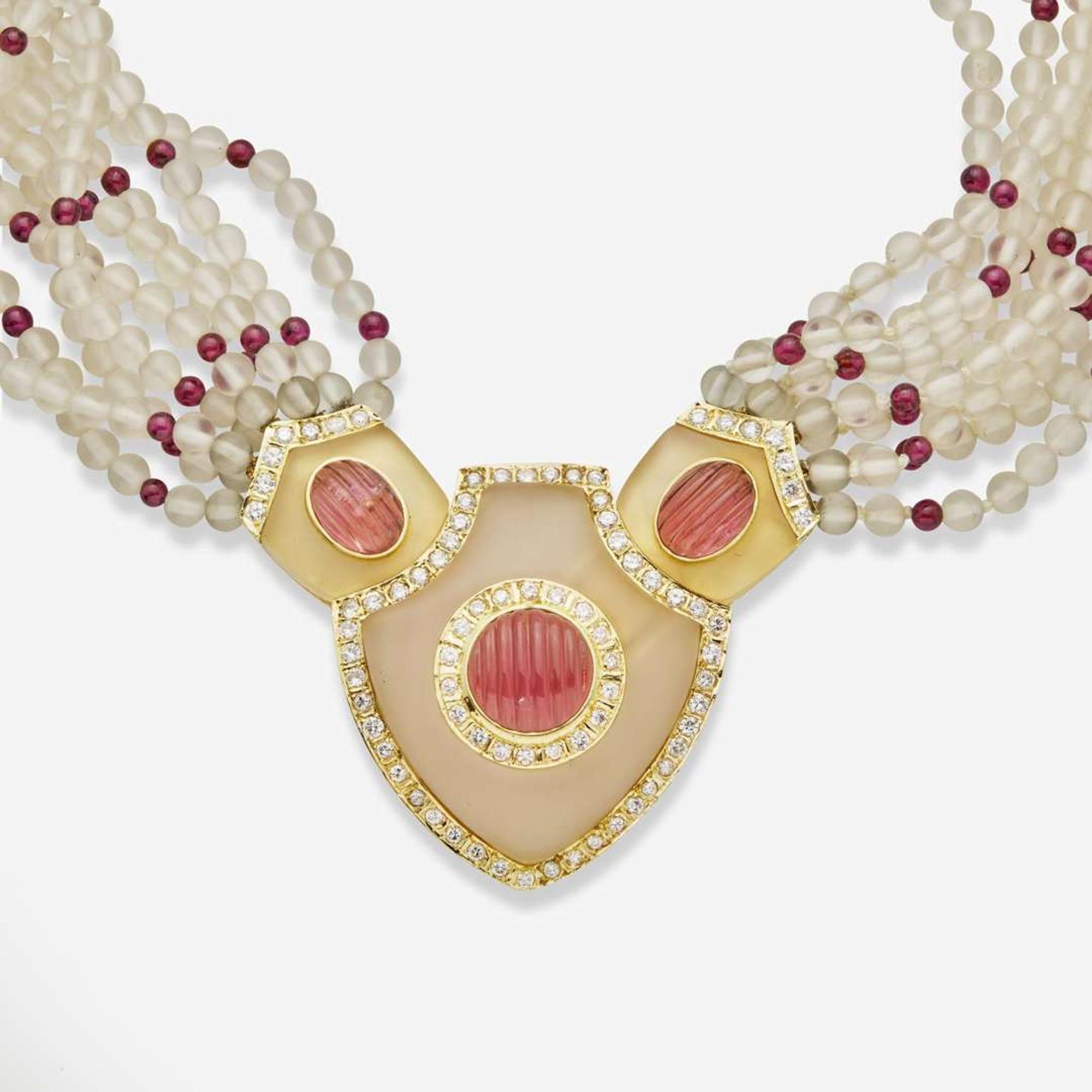 A 14K Yellow Gold and Gemstone Necklace