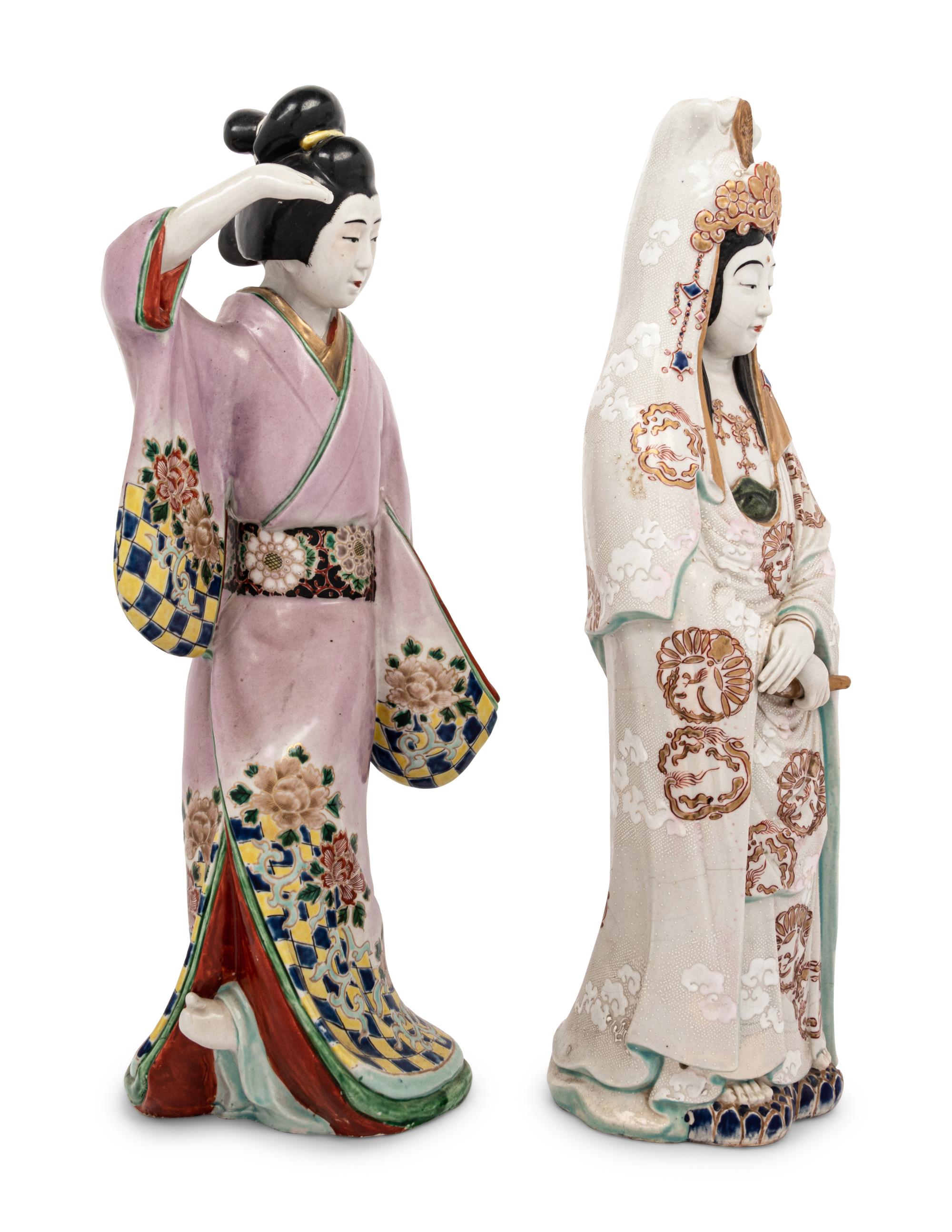 Two Japanese Polychrome Porcelain Figures