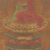 Chinese School, Seated Buddha with Two Attendants, Late Ming-Early Qing Dynasty, 明末清初 絹本設色如來佛像