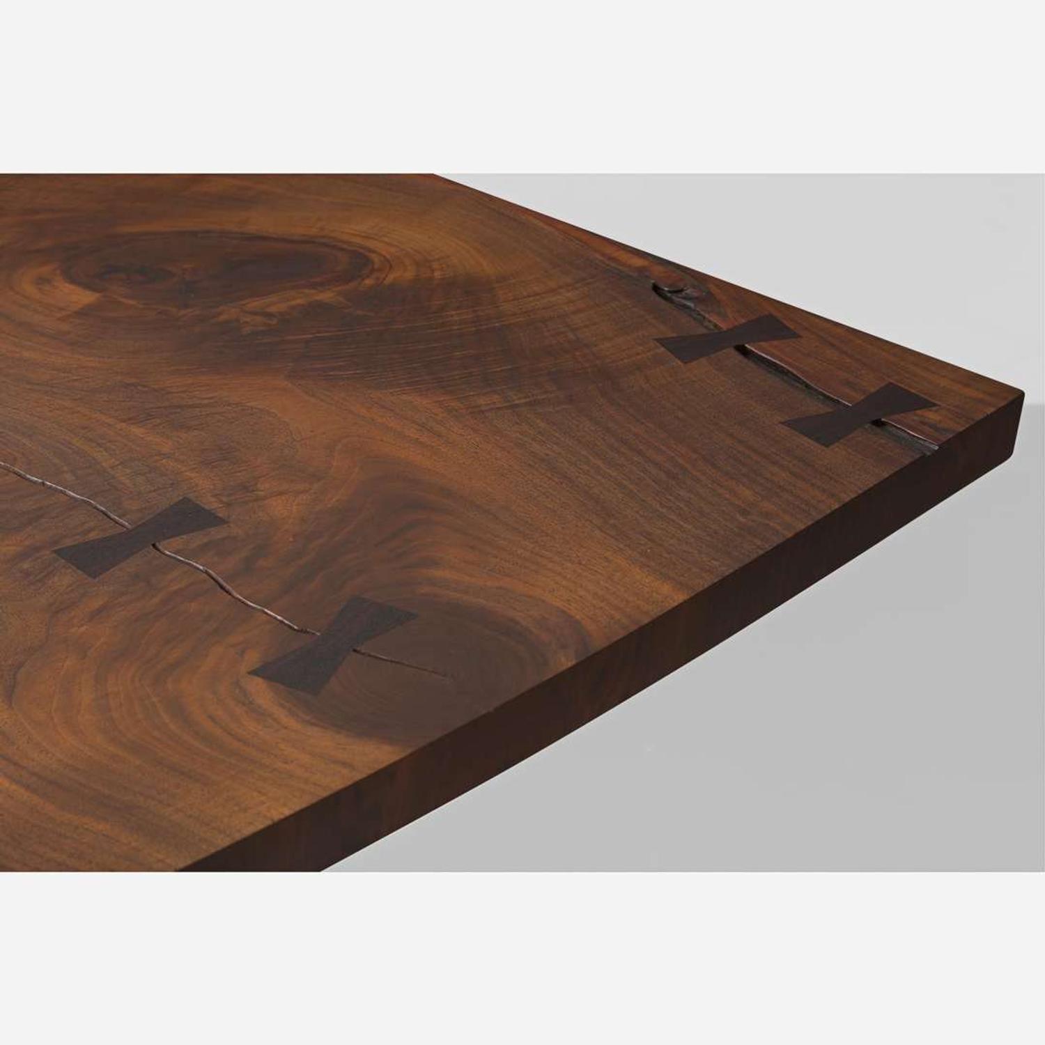George Nakashima (American, 1905-1990) Fine Single-Board "Conoid" Dining Table and Set of Six Single-Board "Conoid" Dining Chairs, New Hope, Pennsylvania, 1988