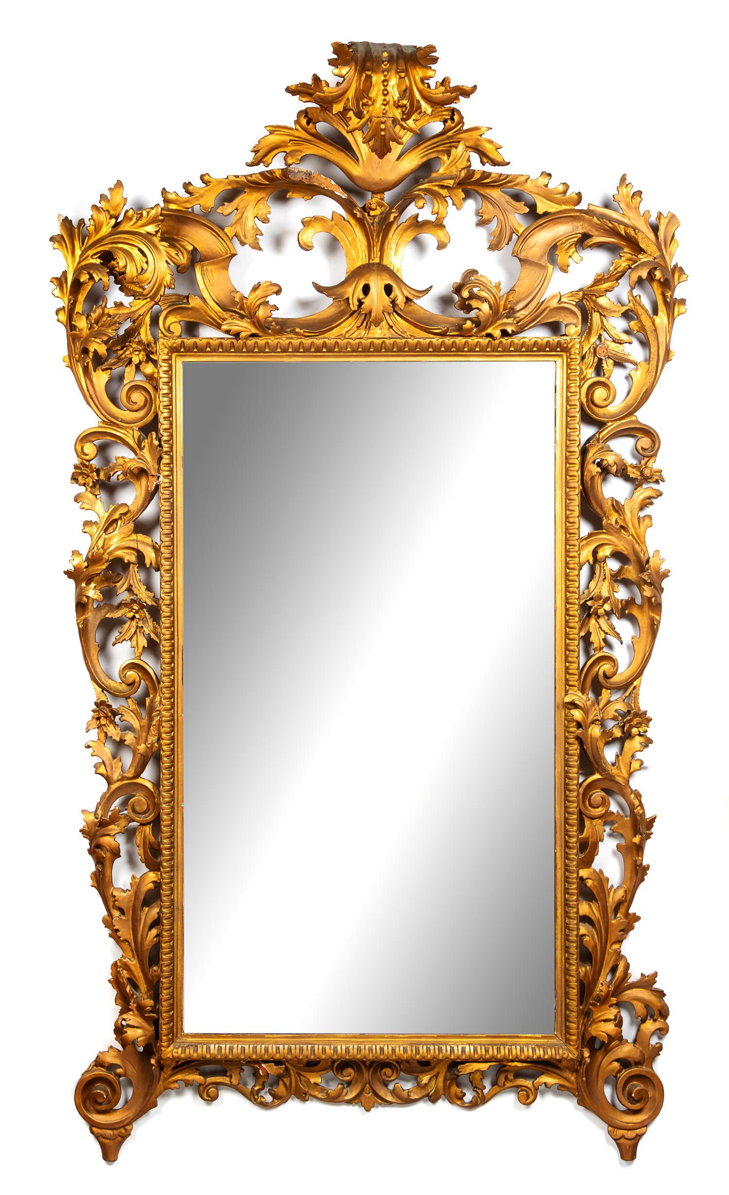 An Italian Giltwood Pier Mirror Height 83 x width 46 inches. — LATE 19TH CENTURY