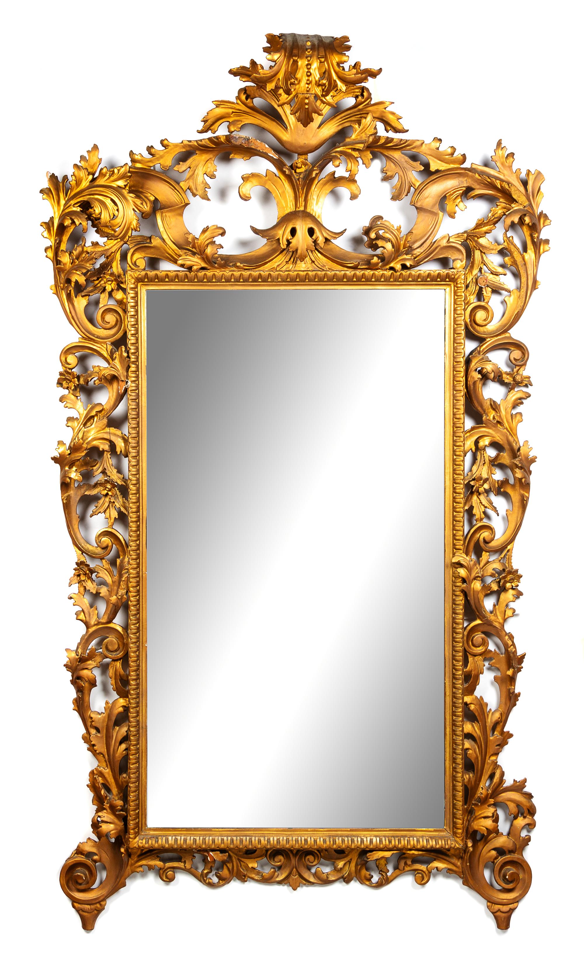 An Italian Giltwood Pier Mirror Height 83 x width 46 inches. — LATE 19TH CENTURY