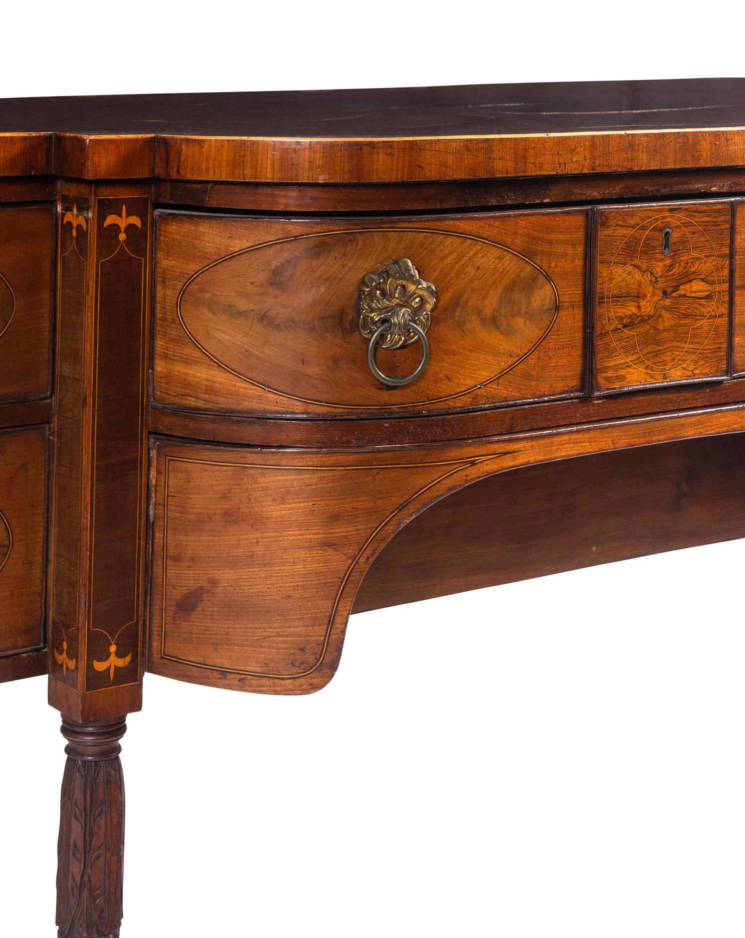 A George III Mahogany, Satinwood and Rosewood Sideboard