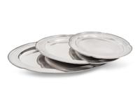 A Set of Three Graduated English Silver-Plate Trays with Engraved Coats of Arms