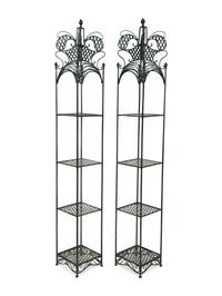 A Pair of Green Painted Iron Plant Stands