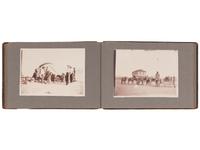 [NATIVE AMERICANS]. JONES, John Edward (1863-1922), photographer. Album containing 50 photographs of the San Carlos Indian Agency, including Apache civilians and police, agency buildings and dwellings, and scenic views. Ca 1904.