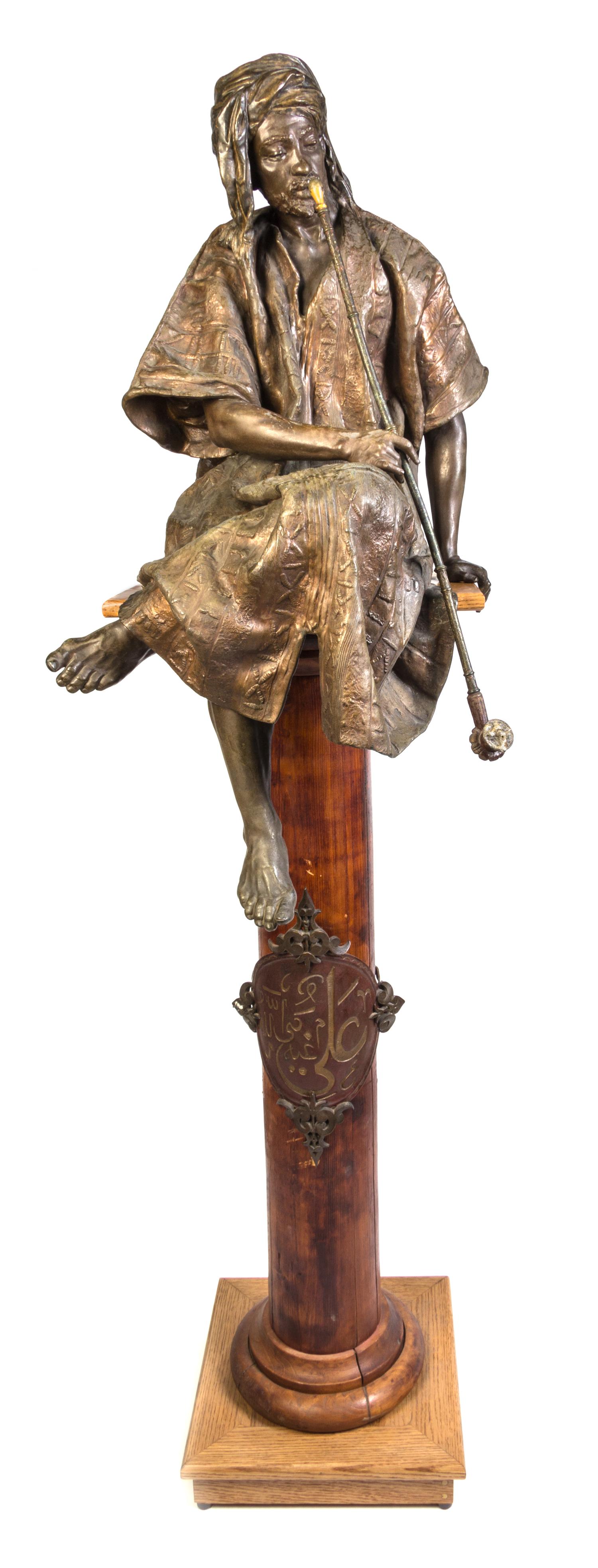 A French Polychrome Patinated Cast Metal Figure Height with pedestal 67 inches. — AFTER GASTON VEUVENOT LEROUX, LATE 19TH CENTURY