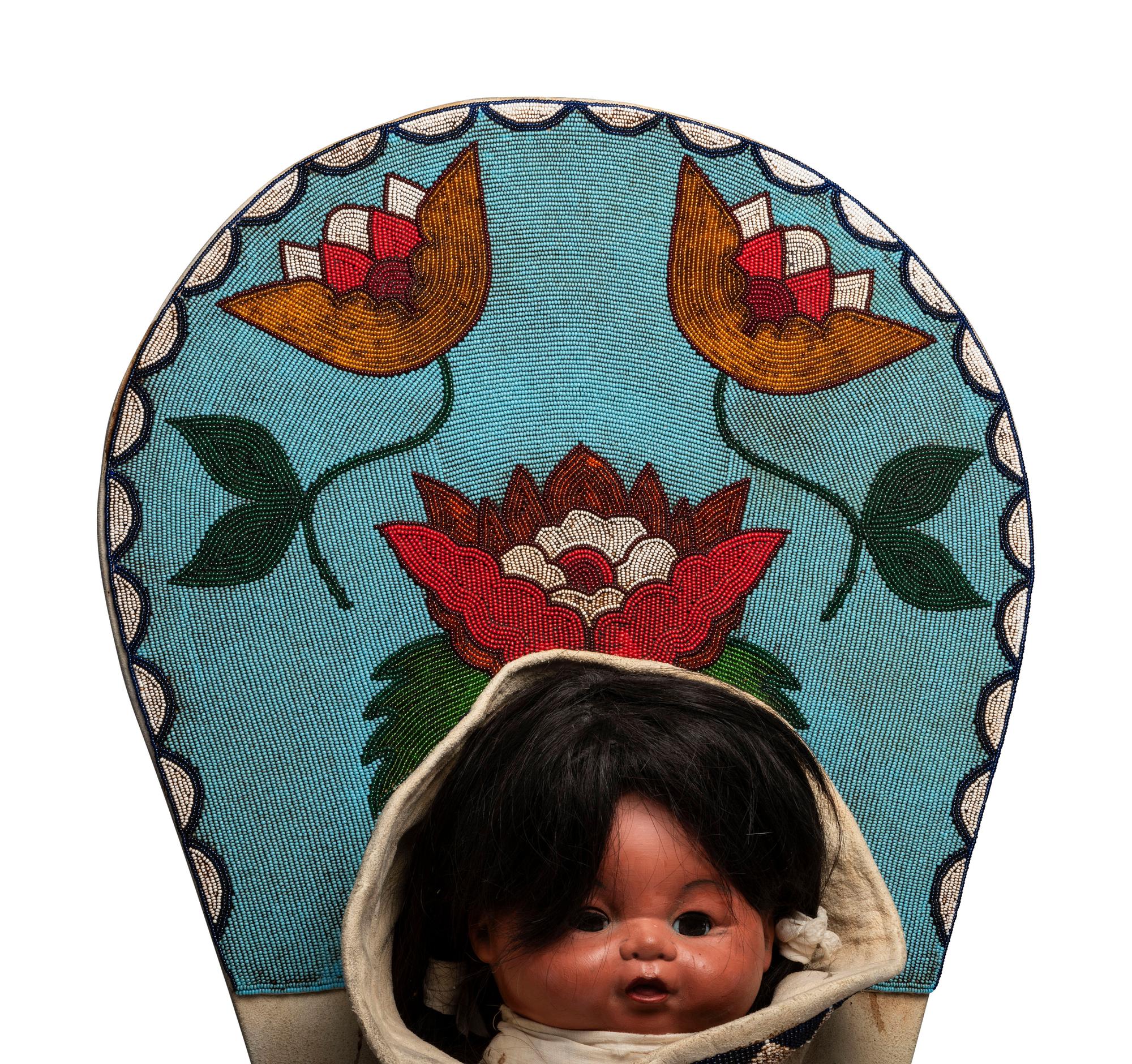 Plateau Beaded Hide Doll Cradle