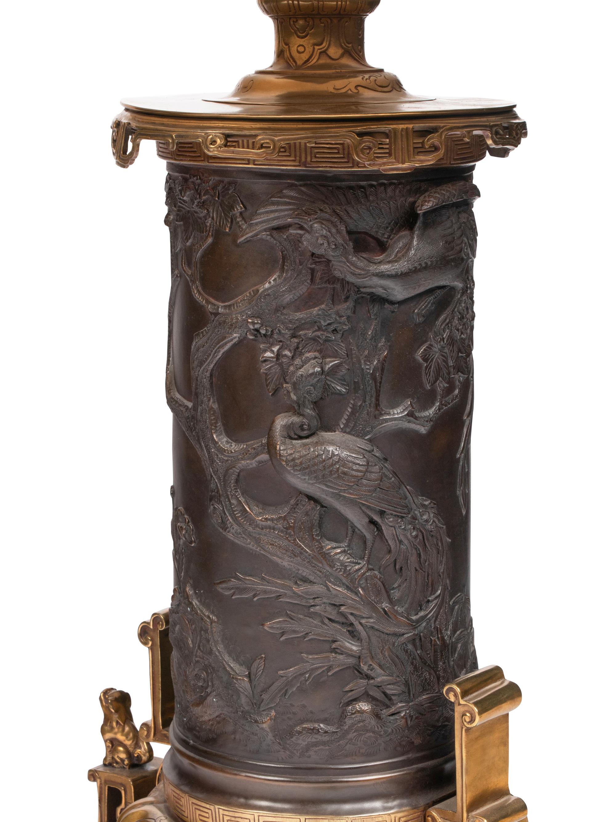 A Pair of Ebanista Bruna Parcel-Gilt Bronze Table Lamps