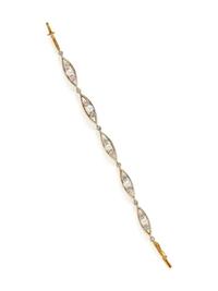 EDWARDIAN, PLATINUM-TOPPED GOLD, PEARL, AND DIAMOND BRACELET