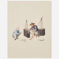 Chinese School 19th century Group of Thirteen Works Depicting Chinese Occupations