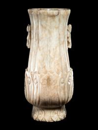 A Chicken Bone Jade 'Lotus' Vase
