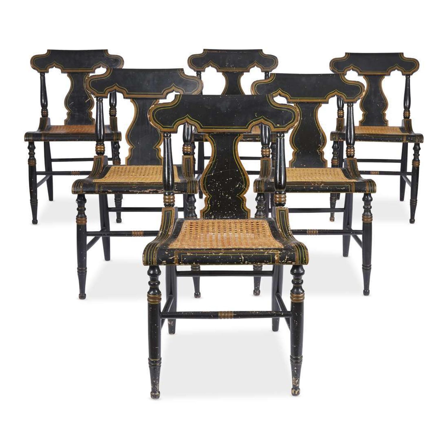 Set of six paint-decorated fancy chairs Mid-Atlantic States, circa 1830