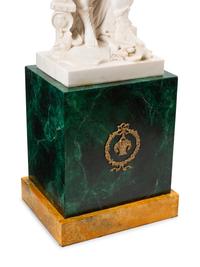 A Pair of Composition Marble Figures with Faux Marble Painted Bases