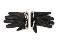 Chanel, Black Lambskin & Faux-Pearl Half Gloves
