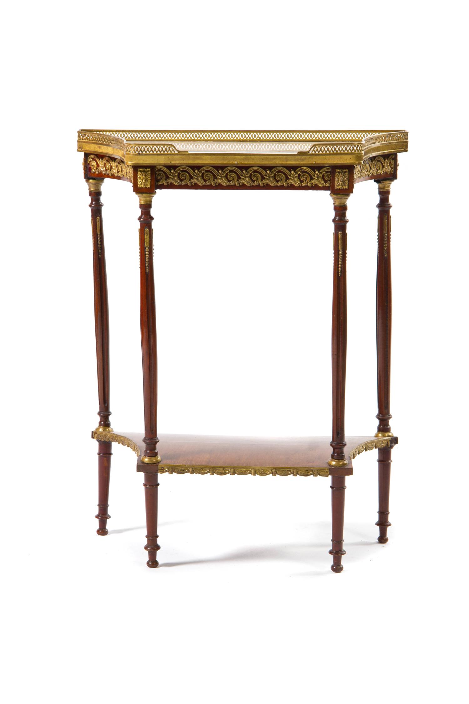 A Louis XVI Style Mahogany Console Table, Height 32 5/8 x width 25 1/2 x depth 12 3/8 inches.