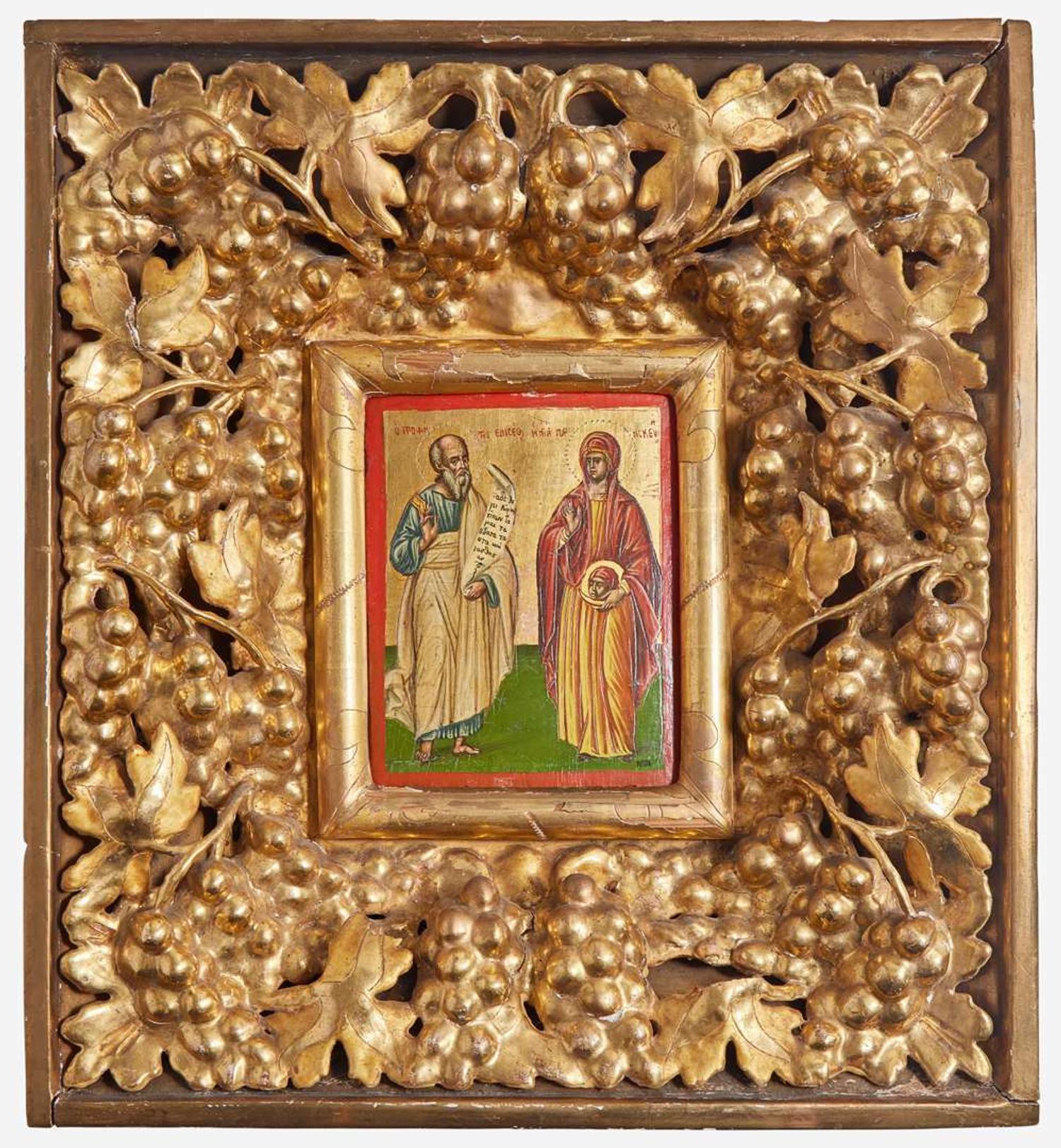 A Greek Icon of Prophet Elisseus and Saint Paraskeve, dated, "1881"