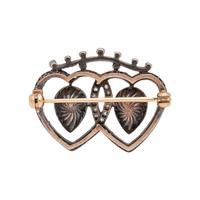 GEORGIAN, DIAMOND AND GEMSTONE DOUBLE HEART BROOCH