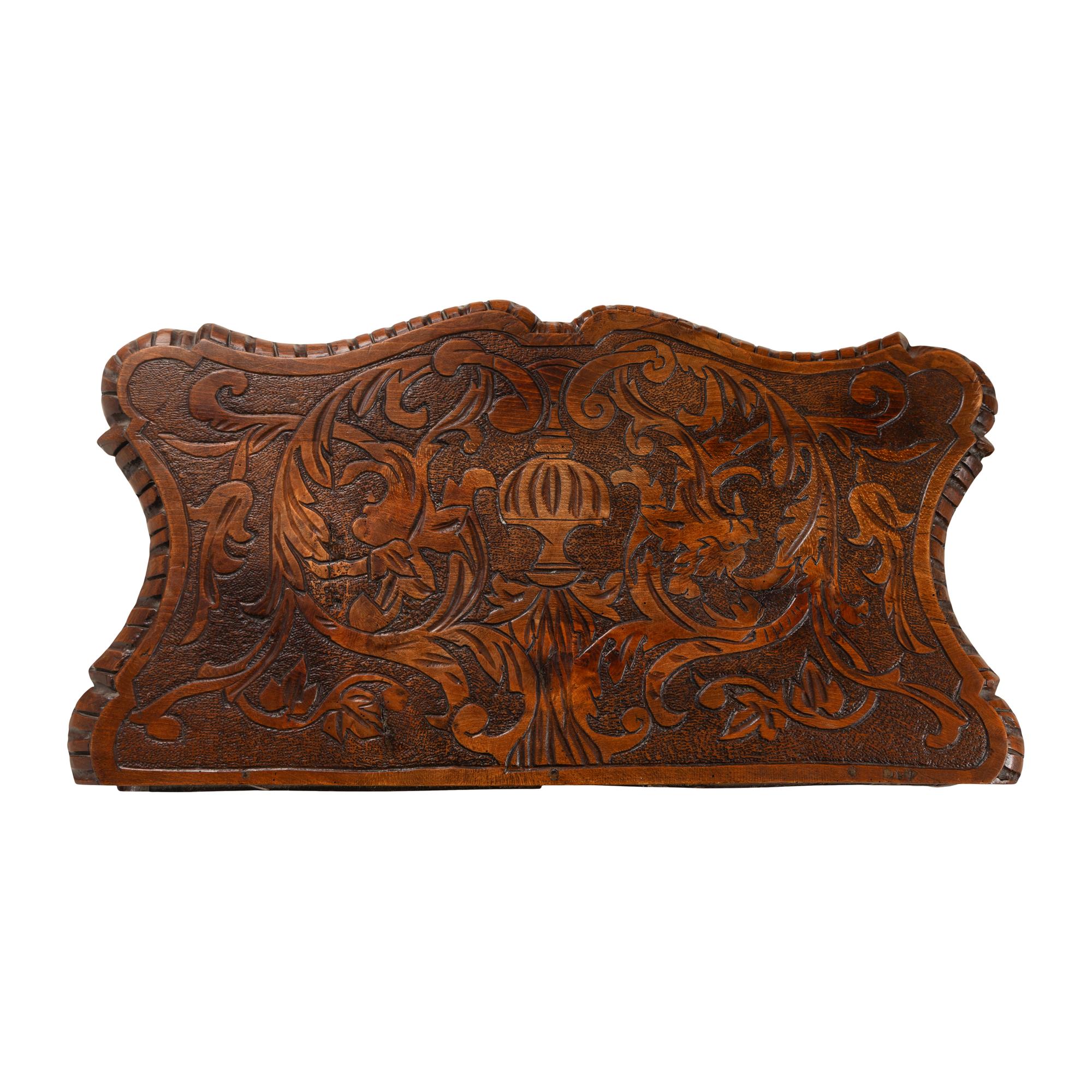 A Pair of Italian Carved Walnut Sgabello Stools