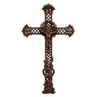 A Cast Iron Crucifix 27" W x 3 " D x 50" H — France, 20th Century