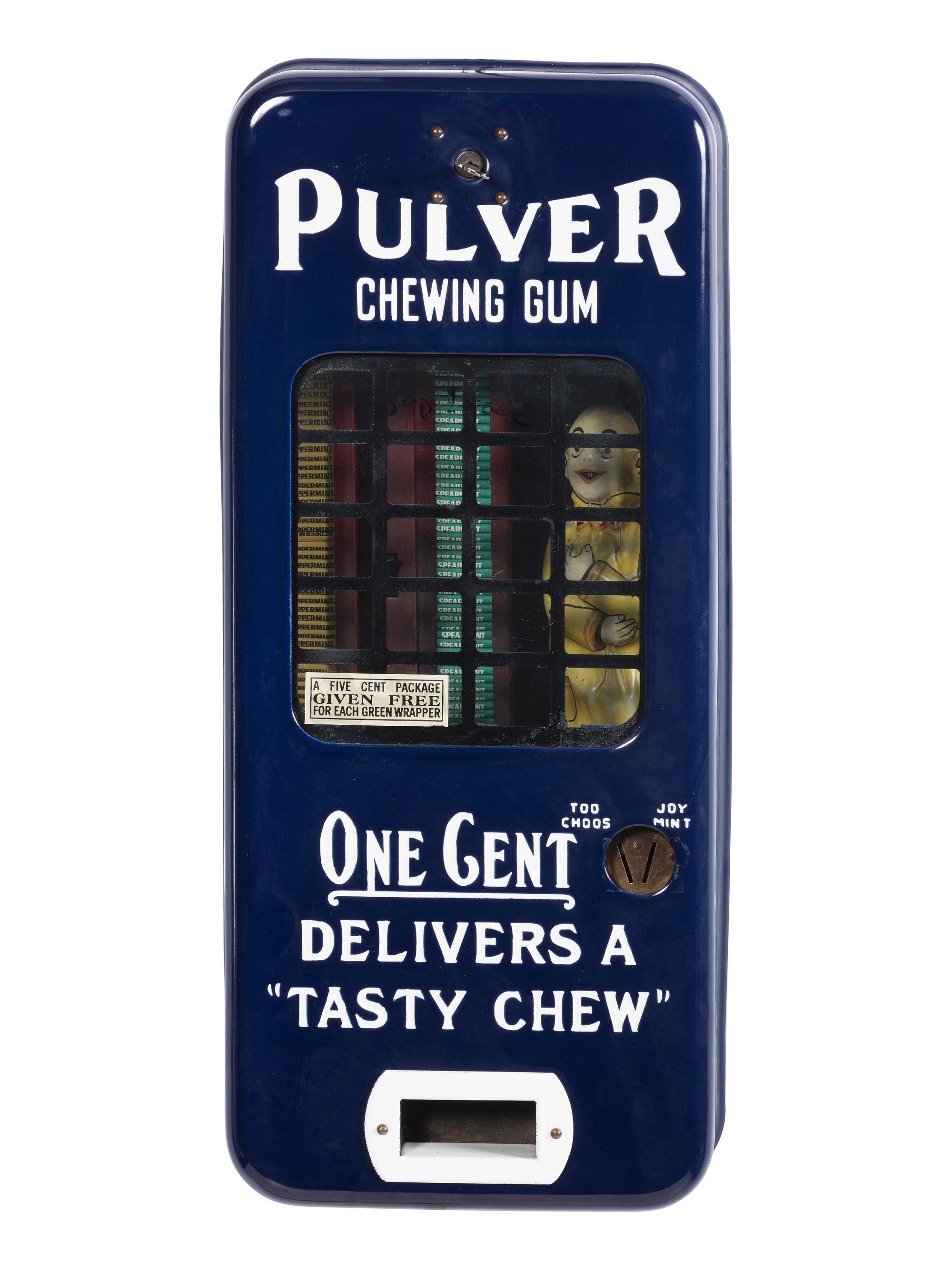 A Pulver Chewing Gum One Cent Porcelain Dispenser with Clown